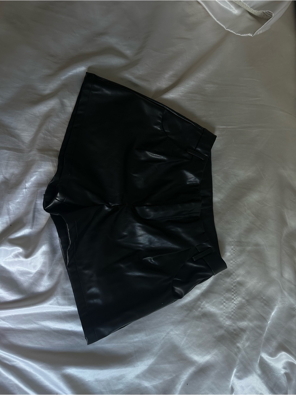 Women's Black Faux Leather Shorts